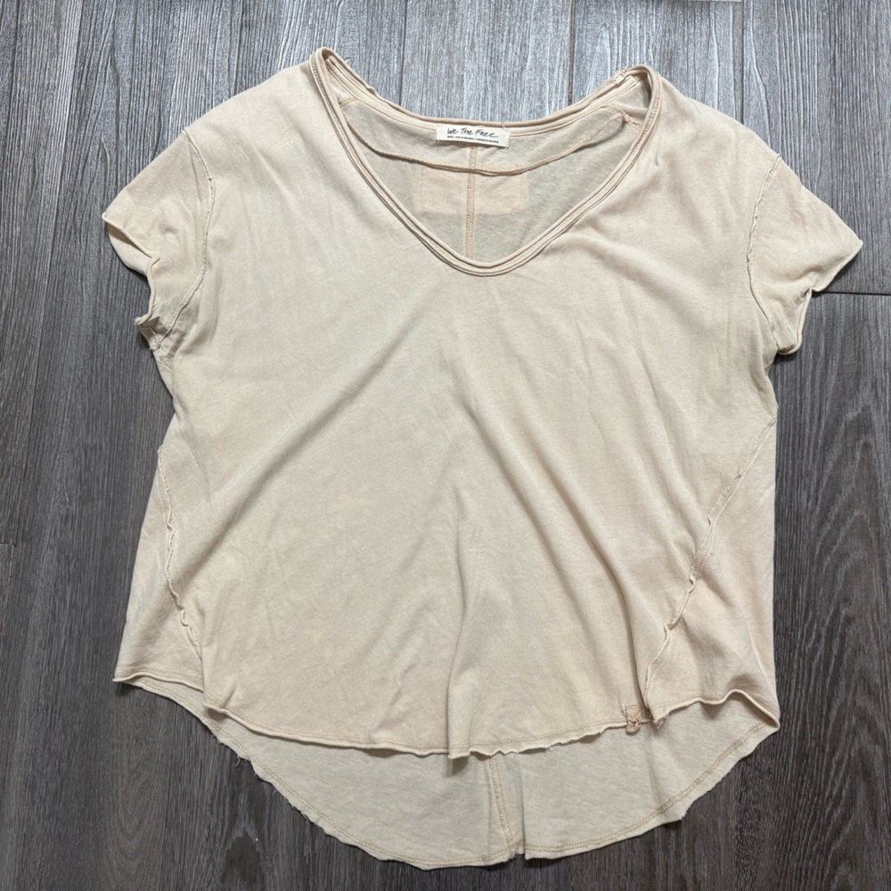 Free People tan short sleeve top
